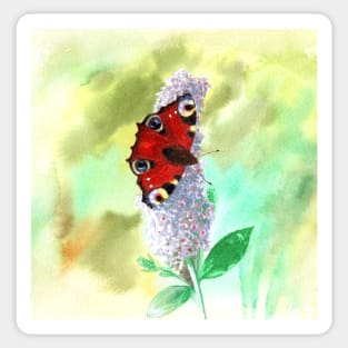 Peacock Butterfly watercolour Sticker